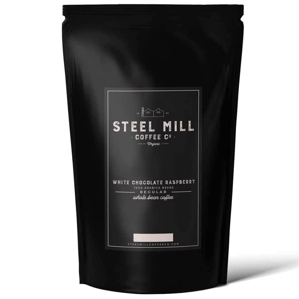 Steel Mill Coffee Co. White Chocolate Raspberry Truffle Whole Bean Coffee - 12 oz, Medium Roast, 100% Arabica, Vegan, Gluten-Free, Sugar-Free
