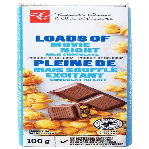 President's Choice Loads of Movie Night Milk Chocolate Bar, 100g/3.5 oz. Bar