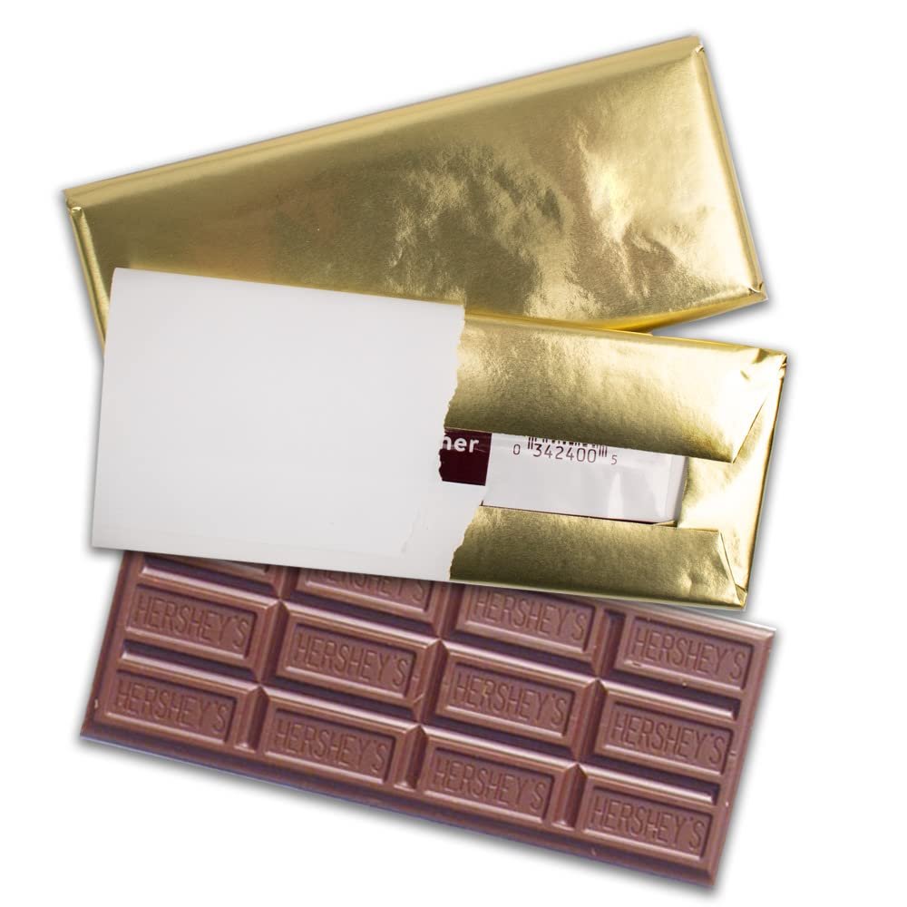 25ct Gold Foil Wrapped Milk Chocolate 1.55oz Candy Bars (25 Pack) - DIY Party Favors