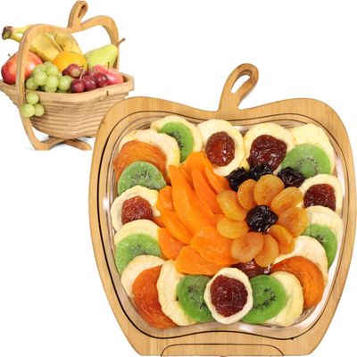 Gift Basket Dried Fruit by It's Delish 3 in 1 Wooden Apple Basket - Healthy Gourmet Snack Box - Variety Snacks - Holiday Food Gifts for Mom, Dad, Women Men Families Birthday Sympathy Corporate Baskets