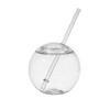 Fun Express 25 Pieces Round Cups with Straw, Holds 15 oz, BPA Free Plastic, Party Supplies for Kids, Clear view 1