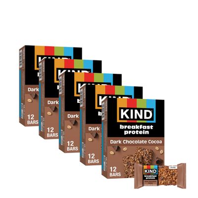 KIND Breakfast Protein Bars, Dark Chocolate Cocoa, Healthy Snacks, Gluten Free, 8g Protein, 30 Count
