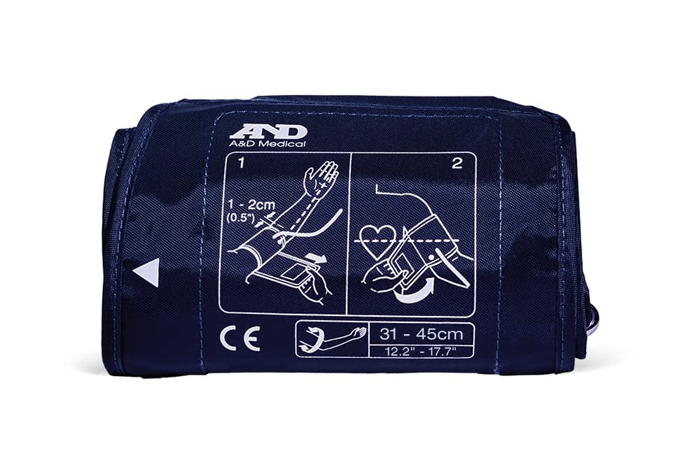 A&D Medical Blood Pressure Monitor Large Cuff Replacement (12.2-17.7"/31-45cm), Latex Free Blood Pressure Cuff, UA-291A ISO-Compliant Connector for Home Use A&D Medical Blood Pressure Monitors