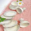 12 PC Fancy Coffee Cup Set (White & Silver) view 1
