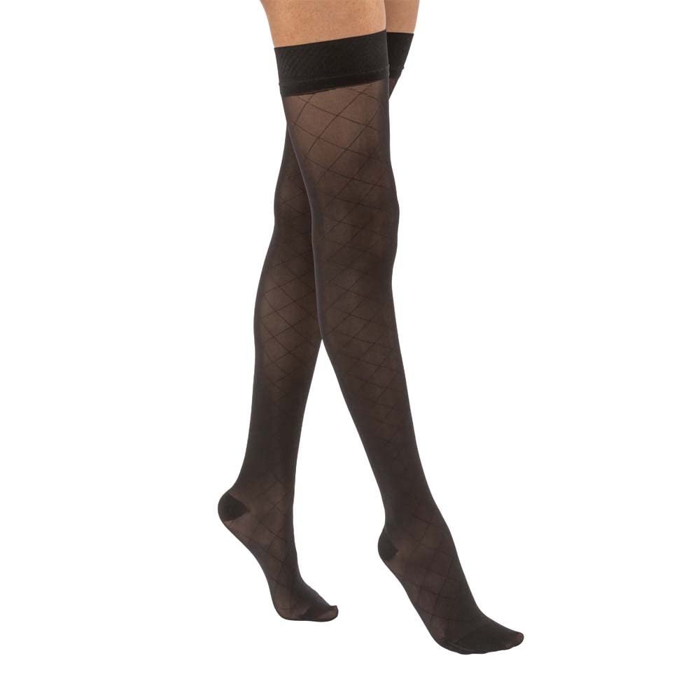 JOBST UltraSheer Diamond Pattern Compression Stockings, 20-30 mmHg, Thigh High, Silicone Dot Band, Closed Toe - Choose Your Size & Color