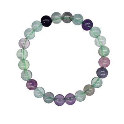 Soul Charms Crystals Rainbow Fluorite Beaded Crystal Bracelet 8mm Beads Stackable | Creativity, Focus, Clarity, Healing Energy, Spiritual Gift for Her