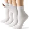 7BIGSTARS KINGDOM Women's Viscose From Bamboo Diabetic Quarter Socks, Non-Binding Loose Fit - 4 Pack Medium - Solid Casual Thin Seamless - Sock Size 9-11 Shoe Size 5-9 M White