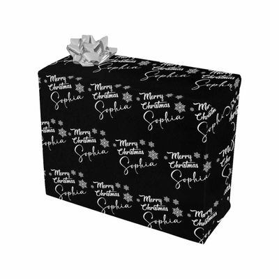 MyPupSocks Custom Merry Christmas Reversible Kids Birthday Wrapping Paper Black Birthday Gift Wrap Wrapping Paper for Boys, Girls, Adults