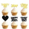 18pcs Black Gold Glitter Dessert Cupcake Pick for Straight Outta 1990 Cheer to 36 Years Old Theme Decor Supplies Happy 36th Birthday Party Decoration view 1