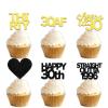 18pcs Black Gold Glitter Dessert Cupcake Pick for Straight Outta 1996 Cheer to 30 Years Old Theme Decor Supplies Happy 30th Birthday Party Decoration view 1