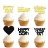 18pcs Black Gold Glitter Dessert Cupcake Pick for Straight Outta 1971 Cheer to 55 Years Old Theme Decor Supplies Happy 55th Birthday Party Decoration view 1