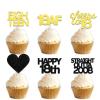 18pcs Black Gold Glitter Dessert Cupcake Pick for Straight Outta 2008 Cheer to 18 Years Old Theme Decor Supplies Happy 18th Birthday Party Decoration view 1