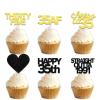 18pcs Black Gold Glitter Dessert Cupcake Pick for Straight Outta 1991 Cheer to 35 Years Old Theme Decor Supplies Happy 35th Birthday Party Decoration view 1