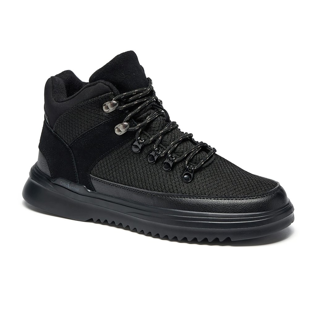 OrthoComfoot Mens Fashion Plantar Fasciitis Hiking Boots, Orthopedic Arch Support Comfortable Winter Working Sneakers Waterproof Black Size 9