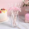 60pcs Pink and White Striped Paper Straws with Bow Ties, Disposable Biodegradable Decorative Drinking Straws for Birthday, Wedding, Baby Shower, Holiday Party Supplies view 2
