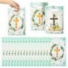 3sscha 50Pcs Cross Party Favor Bag Baptism First Communion Waterproof Goodie Bag with Die Cut Handles God Bless Church Religious Plastic Gift Bags for Kids Birthday Baby Shower Decoration Supplies view 1