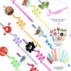 30 Pcs Passover 10 Plague Straws Passover Frogs Lice Hail Locust Firstborn Theme Crazy Straws Plastic Reusable Drinking Straws for Pesach Seder Passover Seder Table Supplies Decorations, 10 Styles view 3