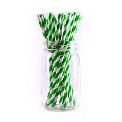 Green Planet Jumbo Biodegradable Green Striped Paper Straw (Unwrapped, 7.75 Length, .248 diameter, 4800 Ct) |for Restaurants, Clubs, Bars, Cafeteria, Offices, Food Services
