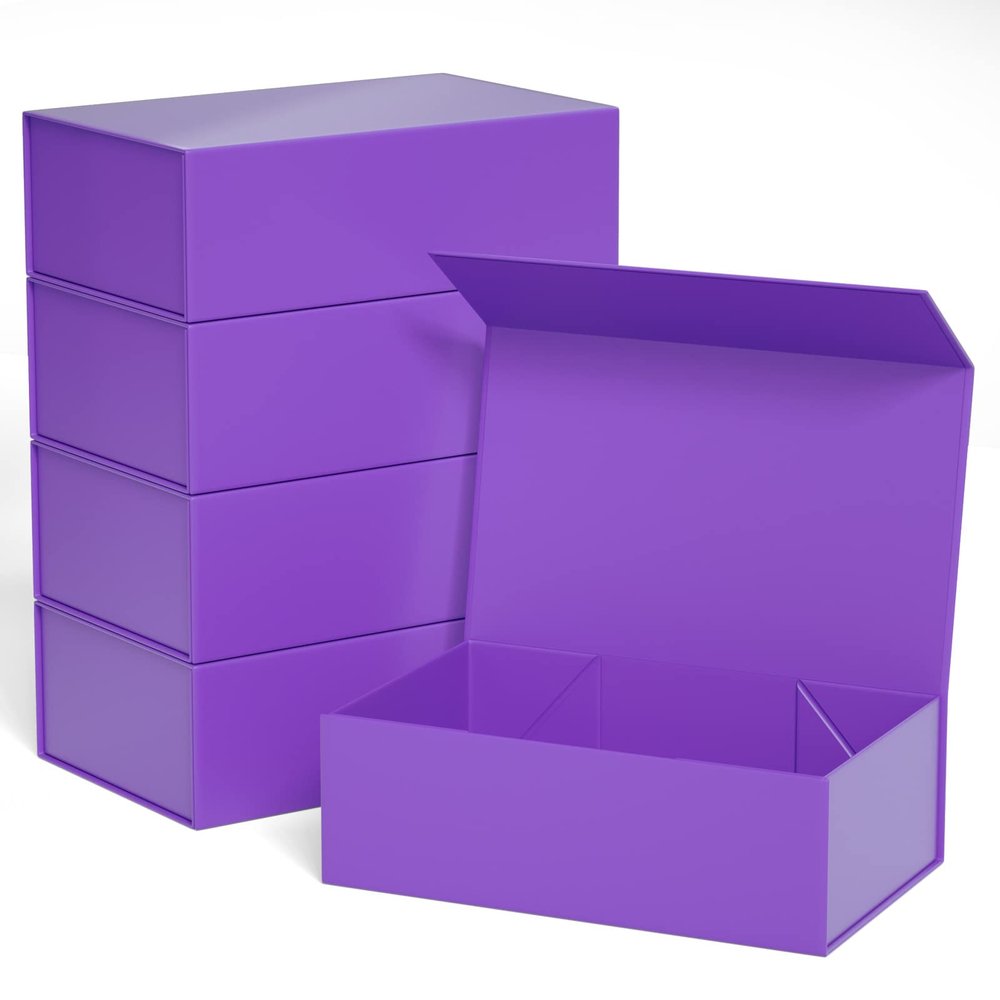 Purple Gift Boxe 12" x 6" x 4" with Magnetic Closure Lid Gift Boxes for Presents,Bridesmaid Gifts Box,Cute Box,Birthday Gift box,Luxury for Gift Packaging, Magnetic Gift Box for Wrapping Gifts (Purple/5PCS)