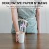 Gadpiparty Disposable Paper Straws with Purple Bow Tie Decorations 7.87 Inch Festive Decorative Straws for Birthday Wedding Baby Shower and Party Supplies view 4