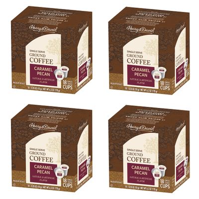Harry & David Coffee in Single Serve Cups, 4/18 ct boxes (72 Count) (Caramel Pecan)
