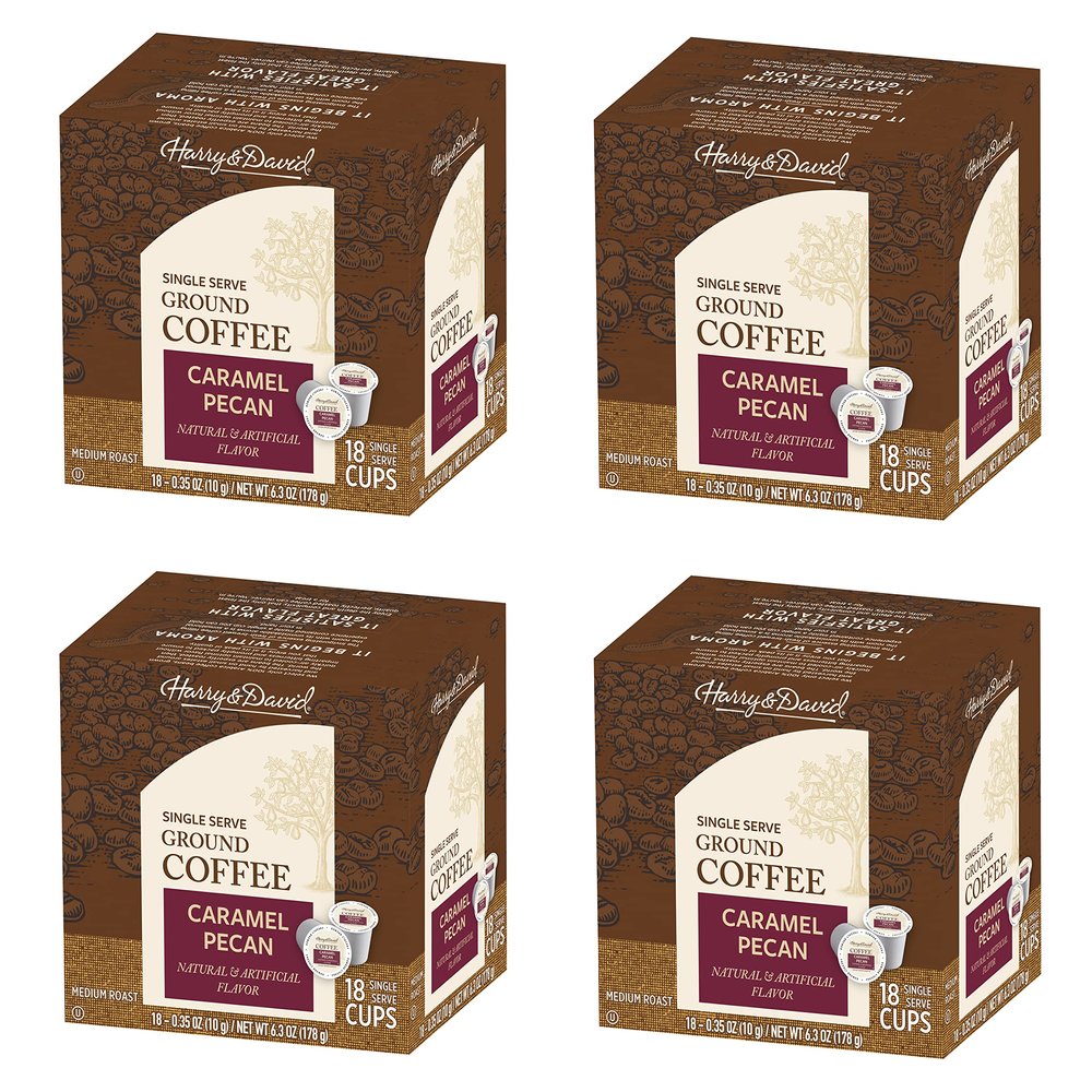Harry & David Coffee in Single Serve Cups, 4/18 ct boxes (72 Count) (Caramel Pecan)