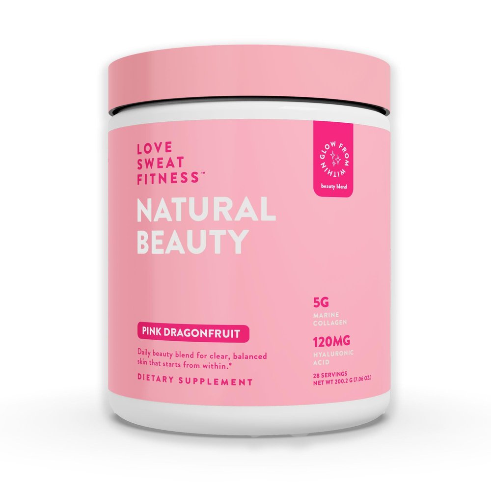 Love Sweat Fitness Natural Beauty Marine Collagen Skin Blend | Supports Skin Hydration and Radiance | Sugar-Free, Gluten-Free, Non-GMO | Pink Dragonfruit Flavor - 28 Servings