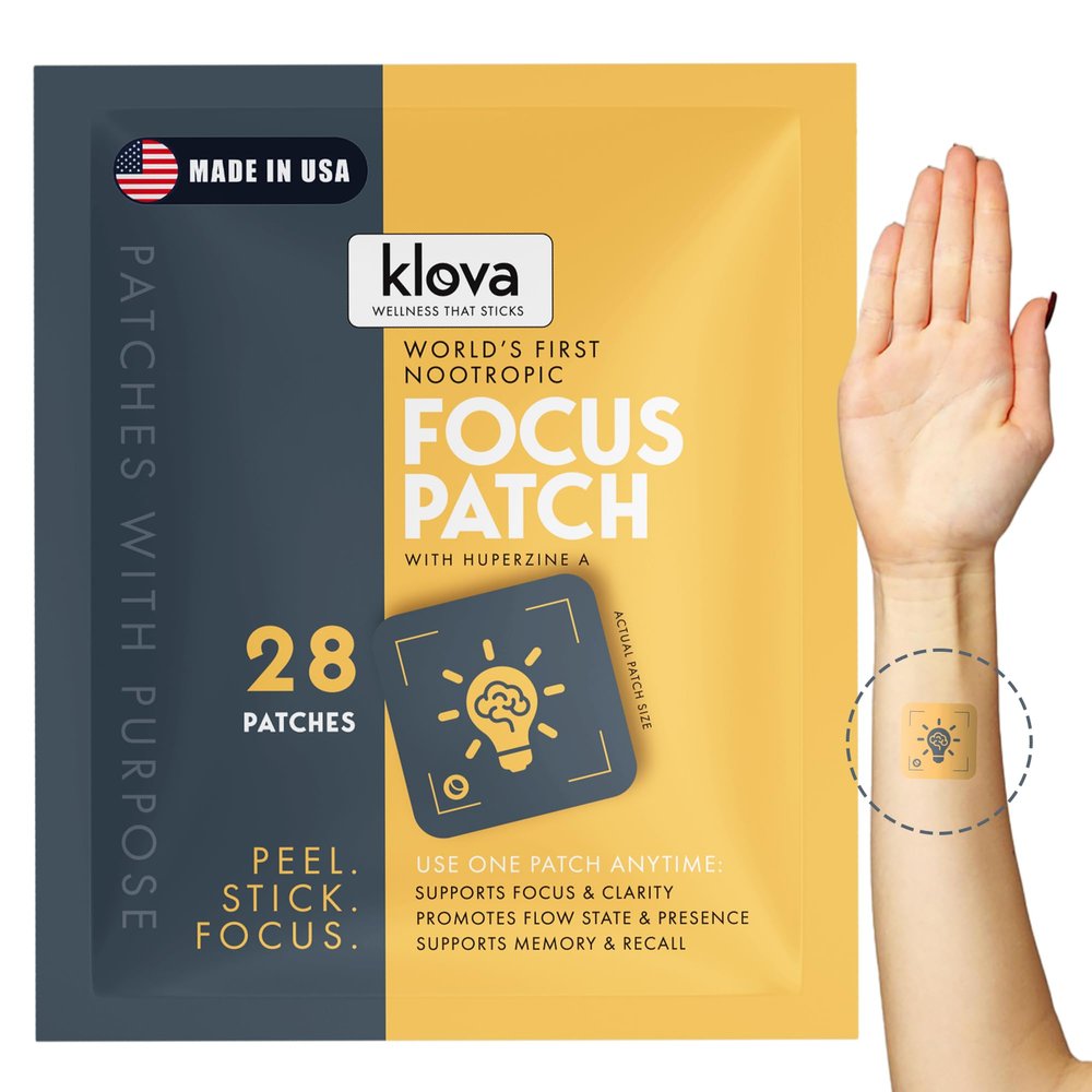 Klova Wellness Patches | Ditch The Pills, Gummies & Tablets Patches are Highly Absorbable and Last Up to 8 Hours (Nootropic Focus Patch)