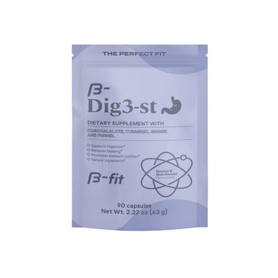 B-FIT Digestive Herbal Supplement - Ginger Root, Turmeric, Fennel and Cuachalalate - 100% Natural Formula for Easy Digestion & Stomach Comfort - Use Before Meals - 60 Capsules