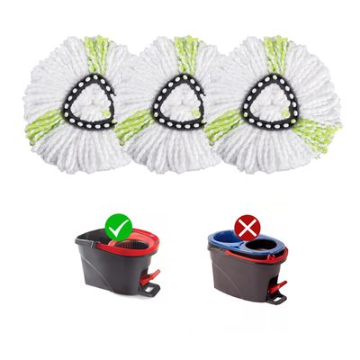 Matthew Cleaning 3Pack Green Microfiber Spin Mop Replacement Head Compatible with EasyWring Spin Mop Replace Head-EasyWring High Absorbency,Machine Washable,Microfiber Spin Mop Refills