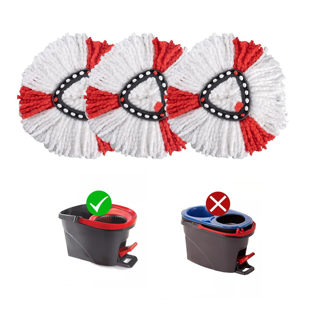 Matthew Cleaning 3Pack Red Microfiber Spin Mop Replacement Head Compatible with EasyWring Spin Mop Replace Head-EasyWring High Absorbency,Machine Washable,Microfiber Spin Mop Refills