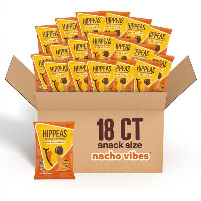 HIPPEAS Chickpea Tortilla Chips, Nacho Vibes Gluten Free Snacks, Dairy Free, Vegan, 1oz, Pack of 18, 3g Protein, 3g Fiber, Crunchy, Nutritious, Plant Protein Snack, Non-GMO, Kosher
