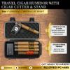 Kobi & Knight Travel Cigar Humidor Case with Cigar Cutter and Stand - Waterproof Dustproof Portable Cigar Case for 5 x 8-Inch Cigars - Cigar Aficionados Accessories - Cigars Gift Set for Men view 2