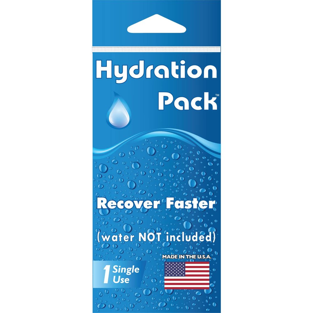 Potty Pack Hydration Pack Single Use Portable Electrolyte Replacement Kit with Electrolyte Powder, Electrolyte Pills, Compressed Towel, Lip Balm, Sun Screen and Aspirin Pills - 1 Unit