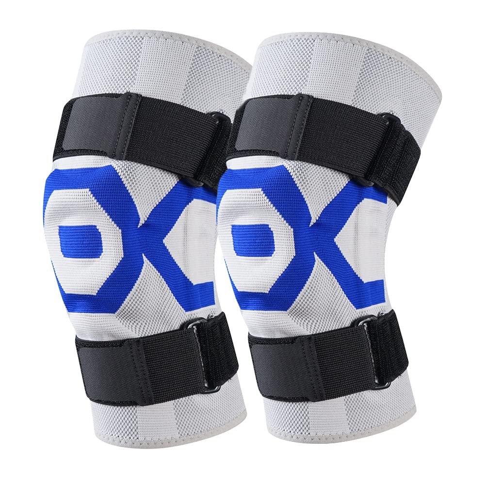 2Pcs Knee Brace Support Compression Knee Sleeve with Patella Gel Pads and Side Stabilizers for Meniscus Tear Arthritis Joint Pain Relie,Gray,S