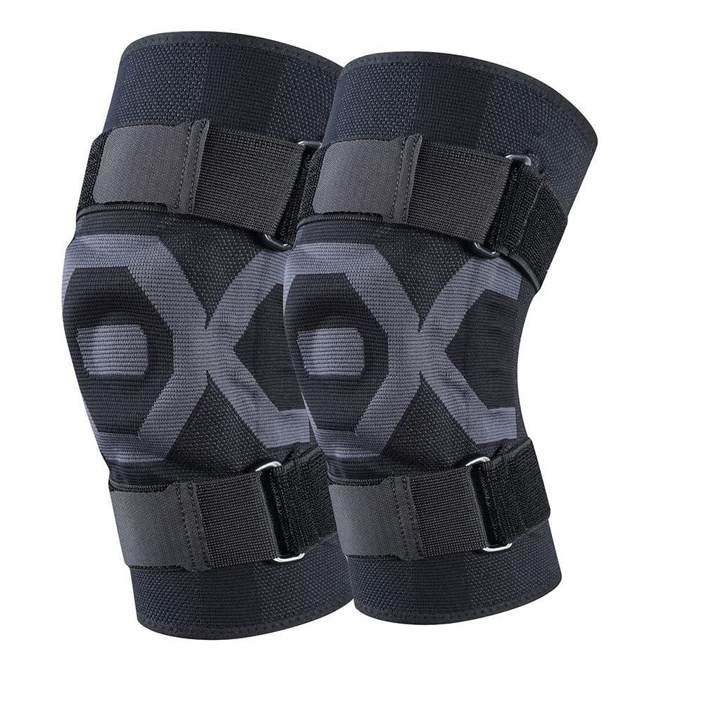 2Pcs Knee Brace Support Compression Knee Sleeve with Patella Gel Pads and Side Stabilizers for Meniscus Tear Arthritis Joint Pain Relie,Black,M