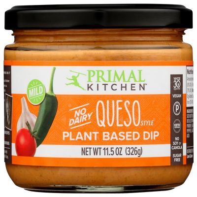 Primal Kitchen Mild Queso Dip, Plant Based Dip, Whole30, Vegan, Keto & Paleo Certified, Soy Free, Dairy Free, Sugar Free, Gluten Free, 11.5 Ounce (Pack of 6)