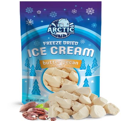 Arctic Farms Freeze Dried Ice Cream Bits Bagged and Boxed - Does Not Melt (Butter Pecan)