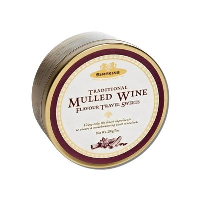 Simpkins Travel Sweets Mulled Wine Drops - Old Fashioned Candy in Tin - Wine Candies in Small Hard Candy Tin - All Natural Hard Candy as Stocking Stuffers - British Sour Drops & Travel Sweets (7 oz)