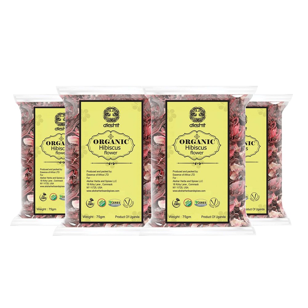 Akshit Dried Hibiscus Flowers 10.4oz | 100% Natural Edible Flower | Herbal Tea | Aromatic Flavor | Gluten Free, Non GMO | Loose Leaf Tea for Hibiscus Tea.