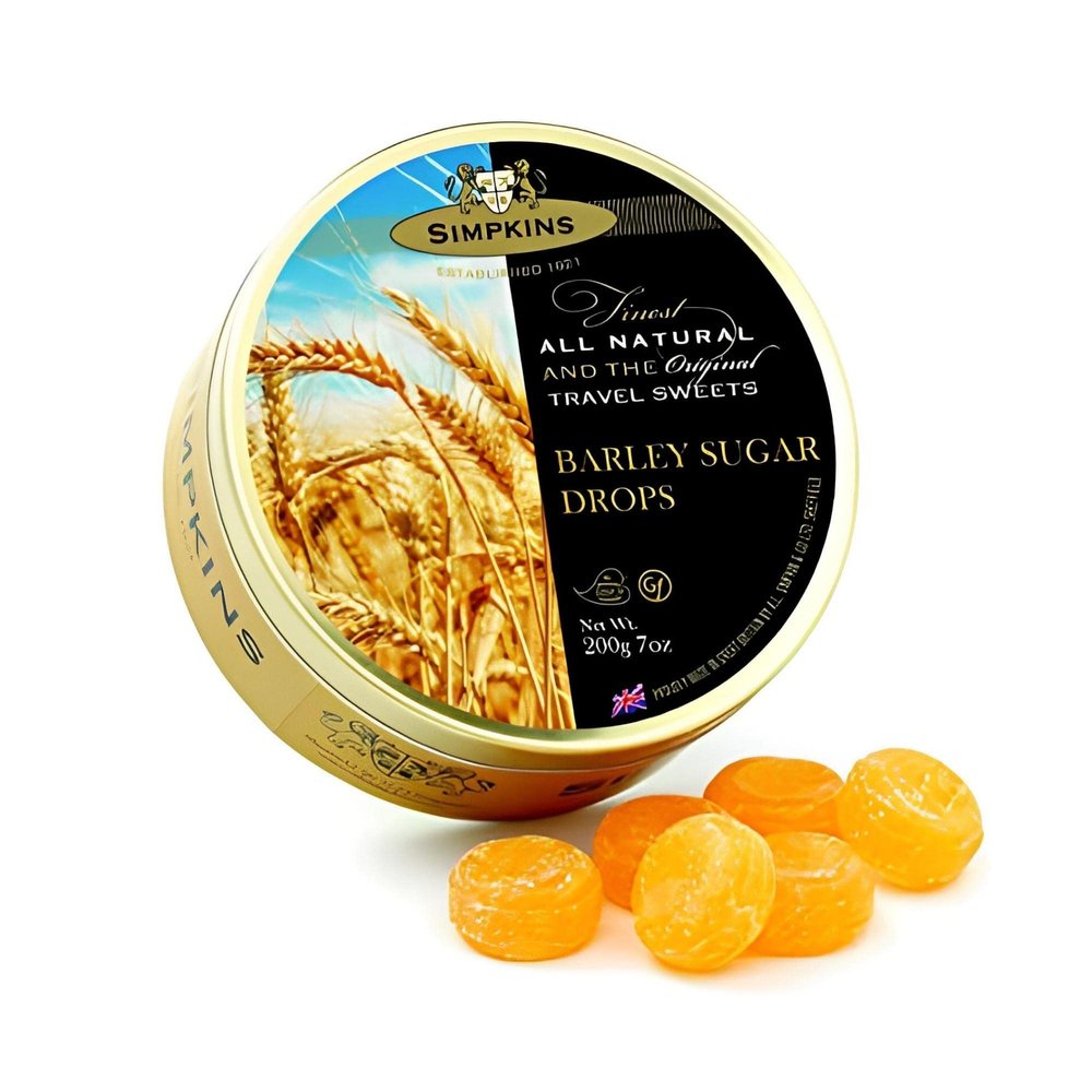 Simpkins Travel Sweet Drops - Old-Fashioned Candy in Travel Tins - Dairy-Free Sweets and Nut Free Hard Candy - Fruit Candy Travel Sweets (Barley Sugar)