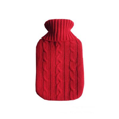 1PCS 2000ml Hot Water Bottle Knitted Cover,Red Cover