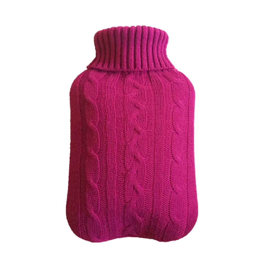 1PCS 2000ml Knitted Hot Water Bag Cover Warm Keeping Coldproof Removable Cover,Burgundy