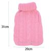 1PCS 2000ml Knitted Hot Water Bag Cover Warm Keeping Coldproof Removable Cover,Burgundy view 2
