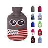 1PCS 2000ml Knitted Hot Water Bag Cover Warm Keeping Coldproof Removable Cover,Burgundy view 3