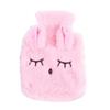 1PCS Hand Warmer PVC Hot Water Bottle Bag with Knitted Soft Rabbit Cozy Cover,Pink view 1