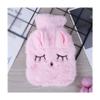 1PCS Hand Warmer PVC Hot Water Bottle Bag with Knitted Soft Rabbit Cozy Cover,Pink view 3