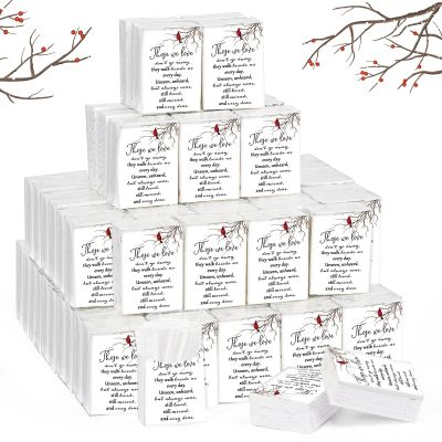 Fumete 100 Packs Tissue Paper for Funeral Memorial Tissues Packs for Guests Pocket Napkins Those We Love Don't Go Away 3 Ply 700 Sheets Napkins Wedding Supplies for Family(Cardinal)