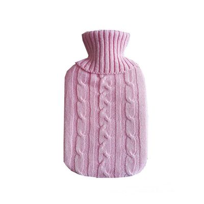 1PCS 2000ml Hot Water Bottle Knitted Cover,Pink Cover