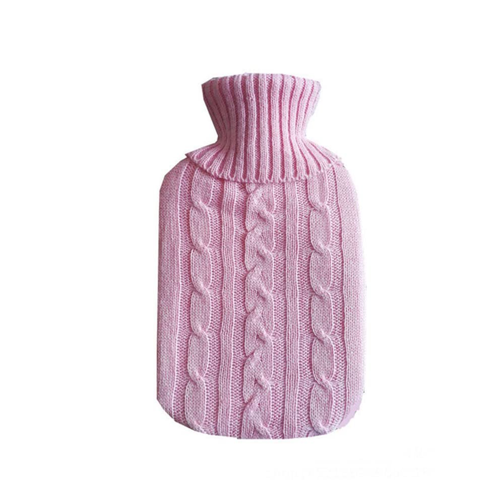 1PCS 2000ml Hot Water Bottle Knitted Cover,Pink Cover
